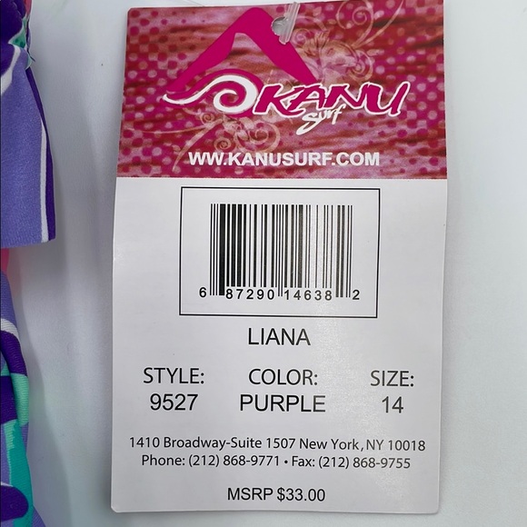Kanu Tropical Purple Ruffle Top Swimsuit Bathing Suit Bikini Two Piece Swim Set - Picture 4 of 9